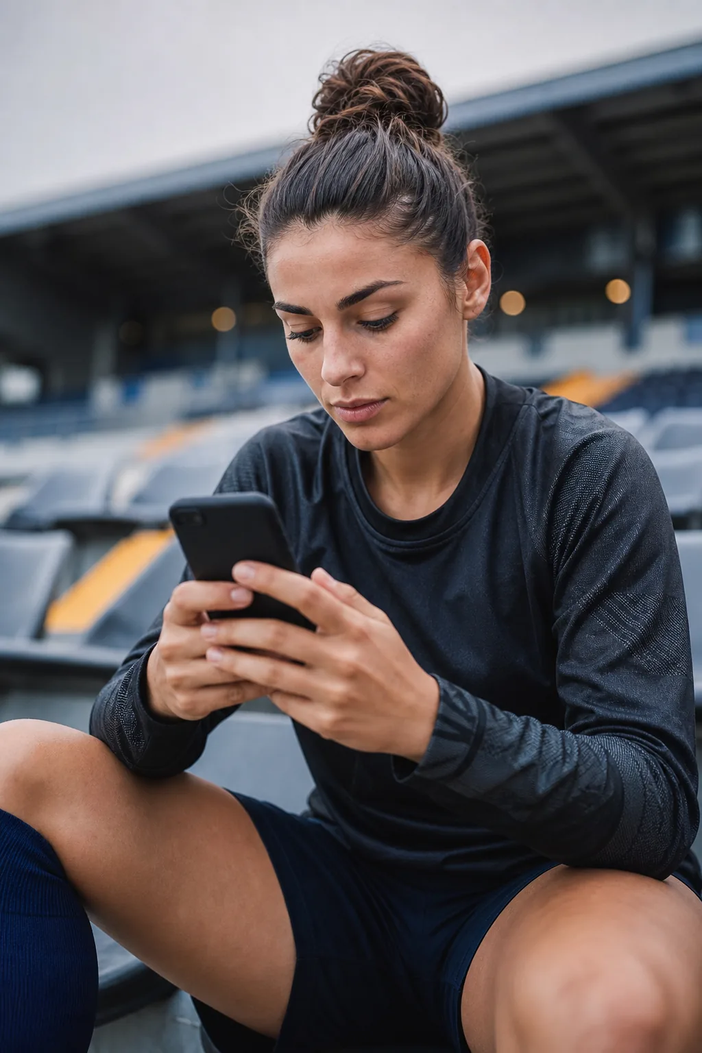 Football athlete checking offer conditions