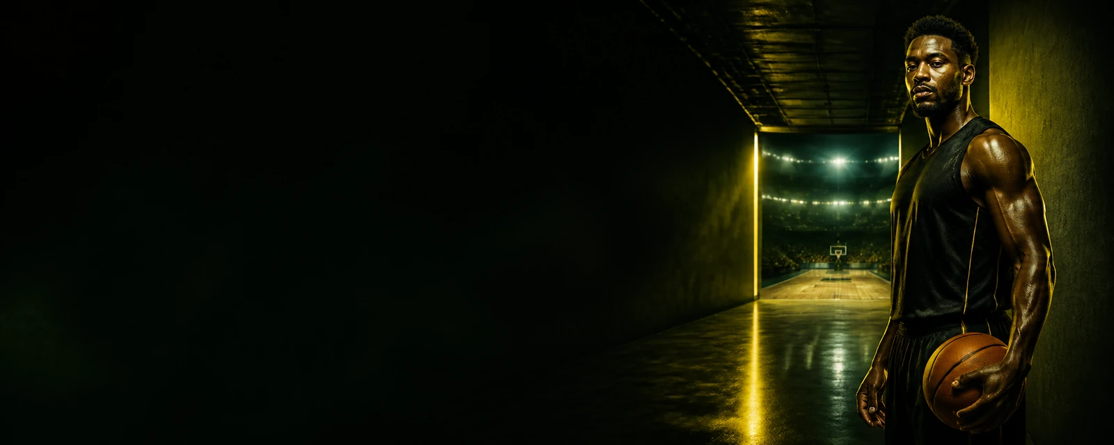 Athlete in an illuminated stadium