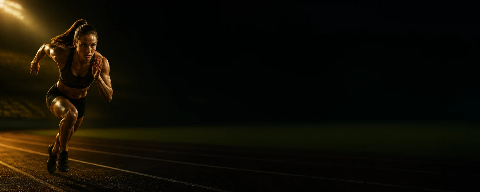 Athlete in an illuminated stadium