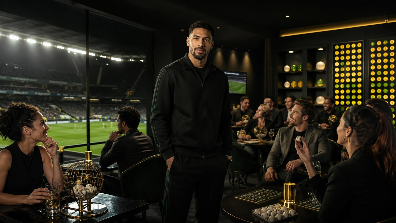 Athlete in a stadium bingo lounge