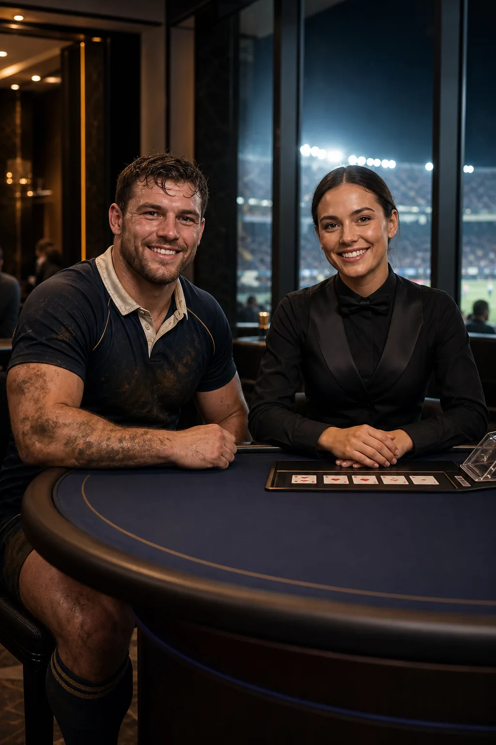 Athletes in a live casino atmosphere