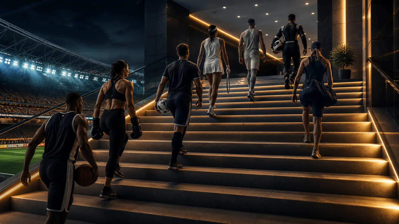 Athletes progressing through a loyalty journey