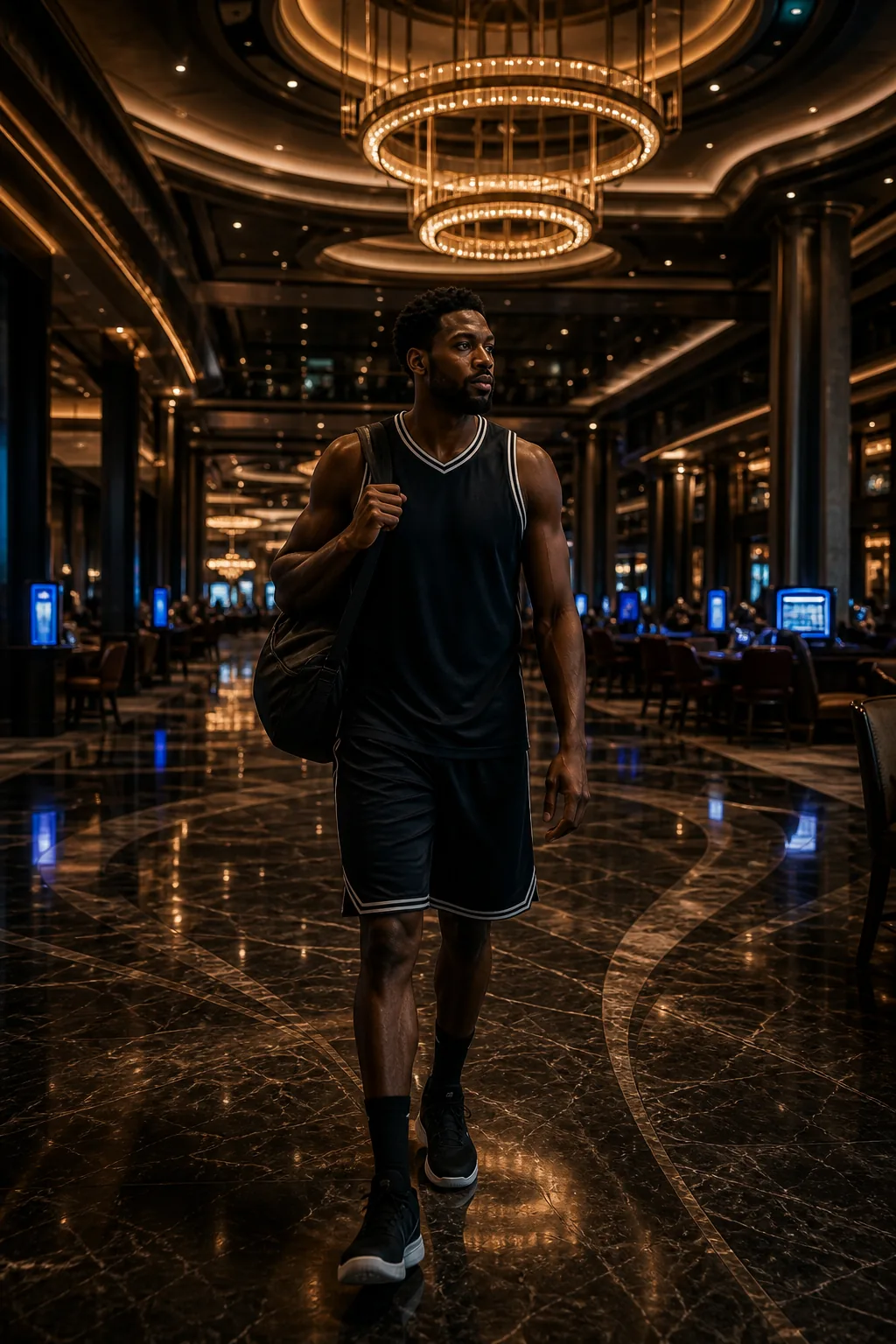 Athlete reviewing casino information