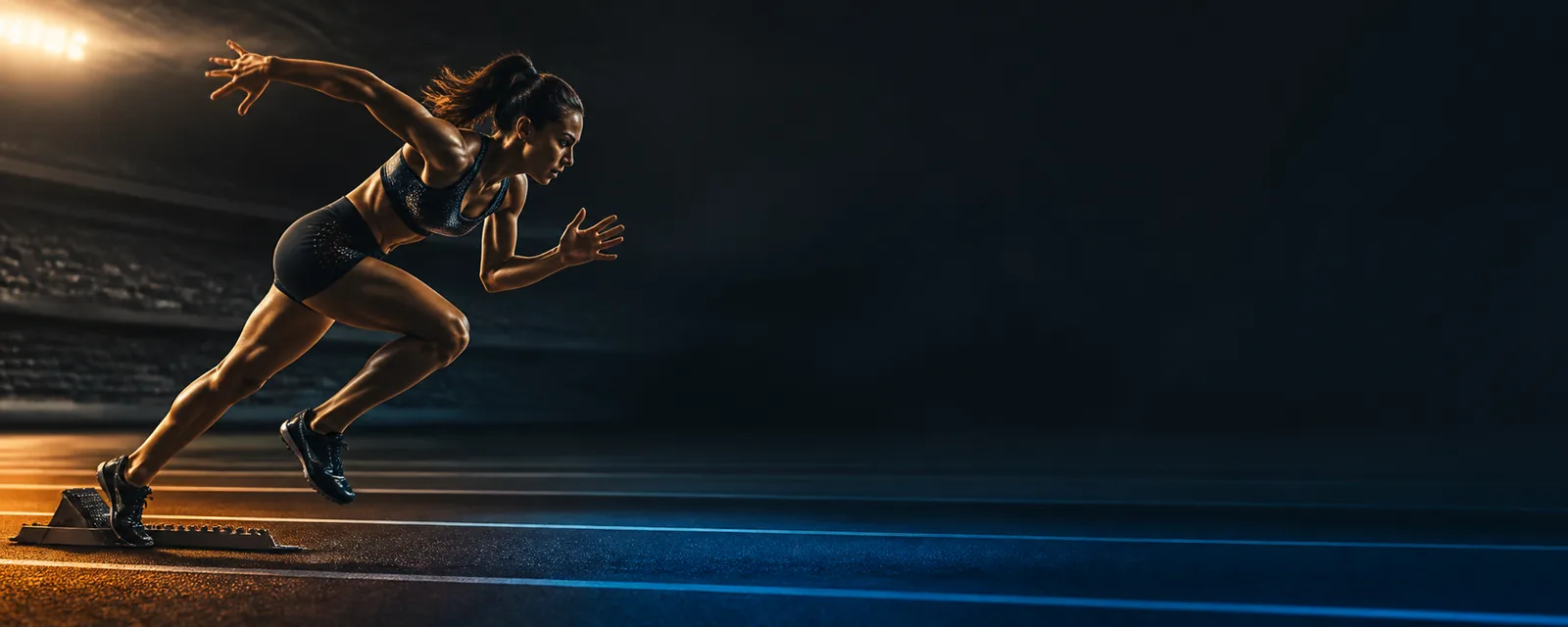 Athlete in an illuminated stadium