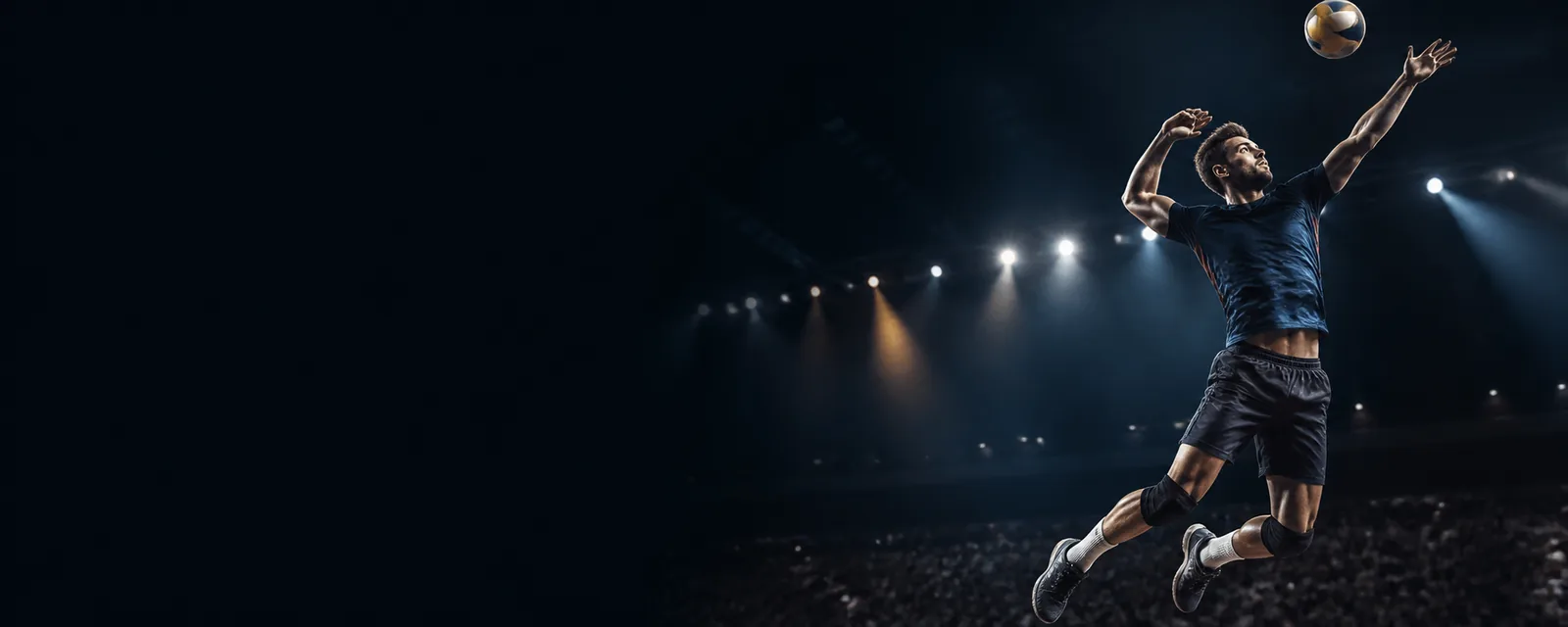 Athlete in an illuminated stadium