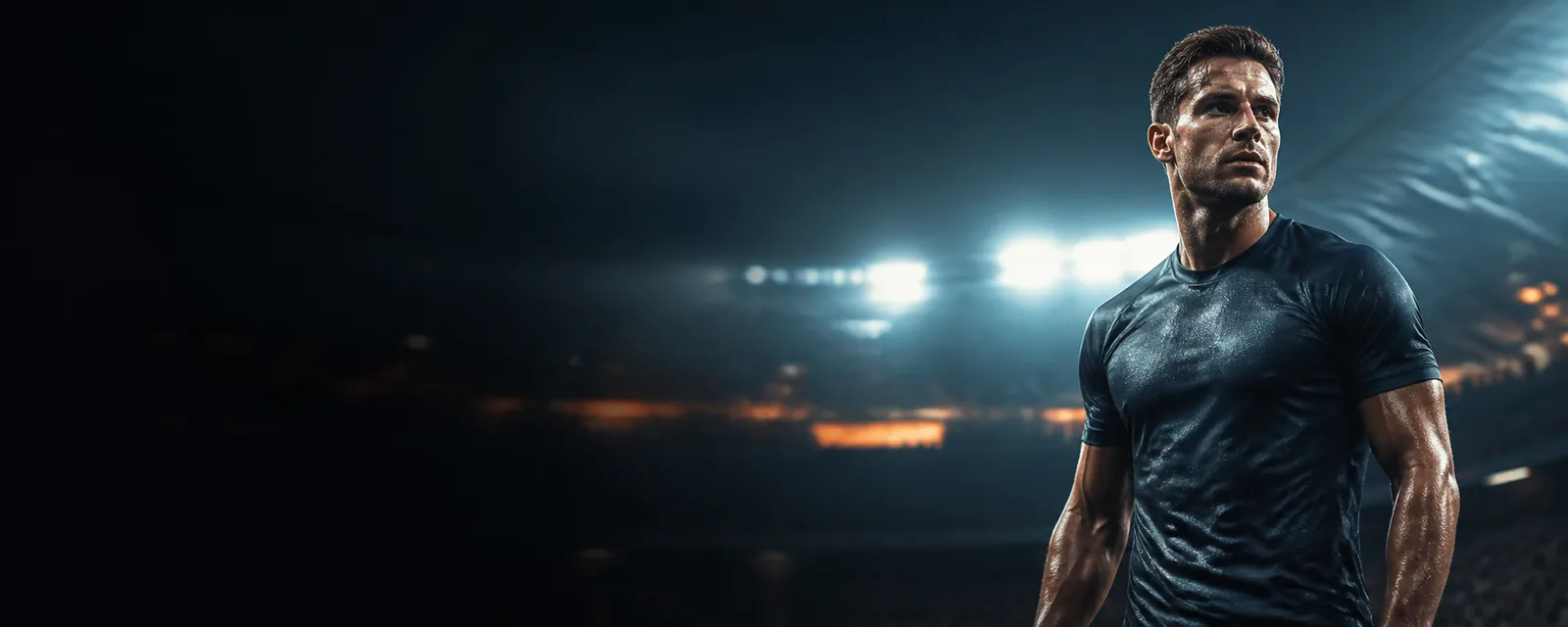 Athlete in an illuminated stadium