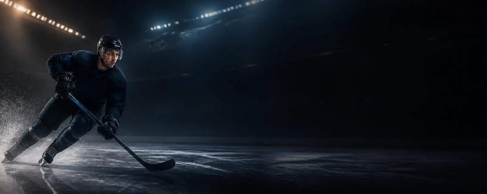 Athlete in an illuminated stadium